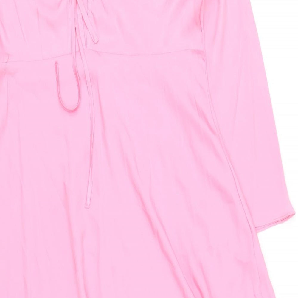Marks and Spencer Womens Pink Polyester A-Line Size 18 Boat Neck Zip