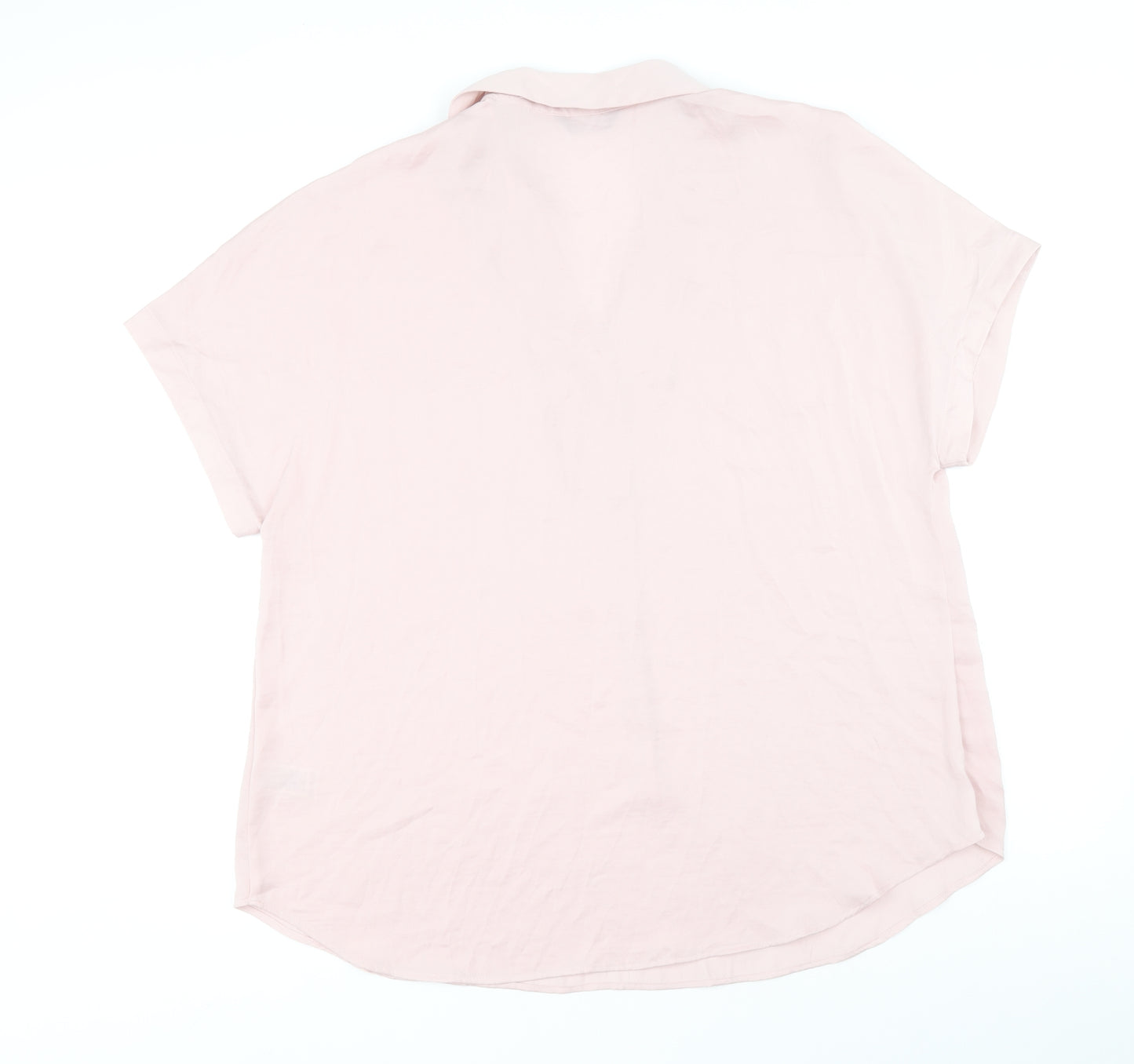 Marks and Spencer Womens Pink Polyester Basic Button-Up Size 16 Collared