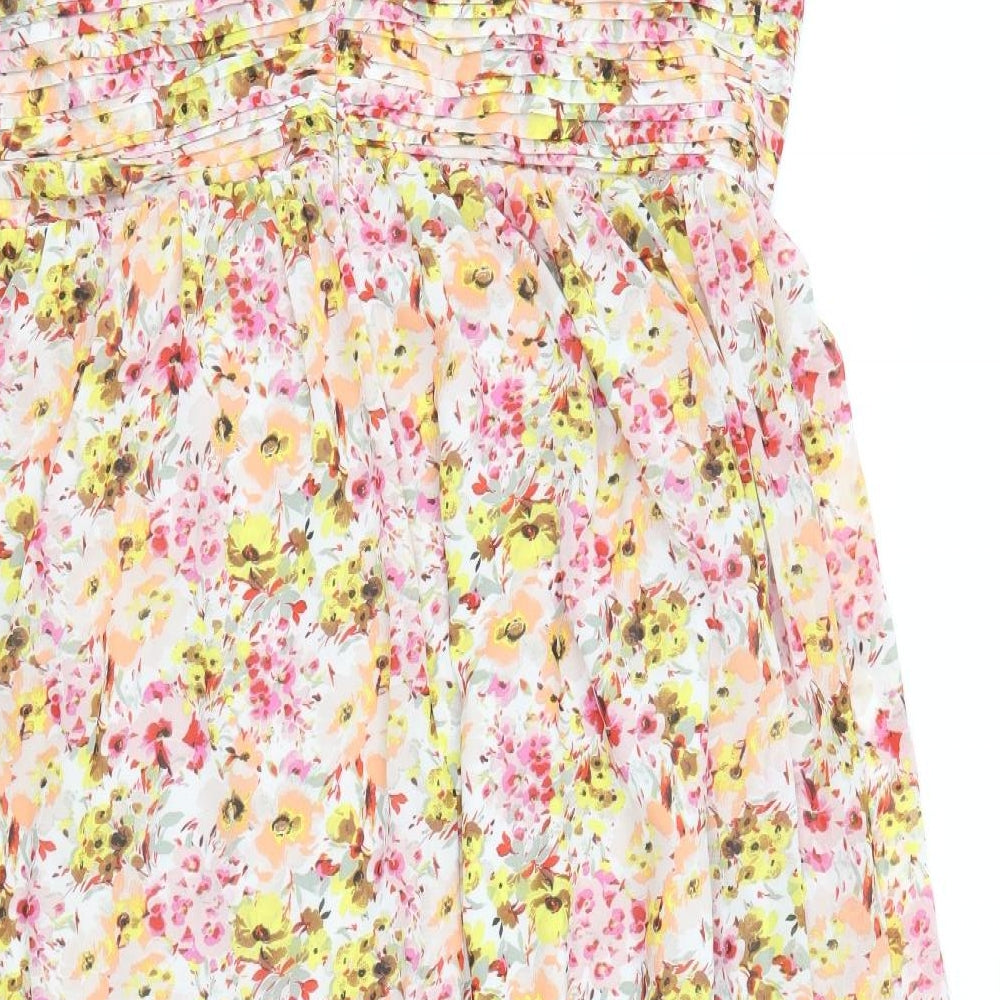 Marks and Spencer Womens Multicoloured Floral Polyester A-Line Size 20 Halter Zip