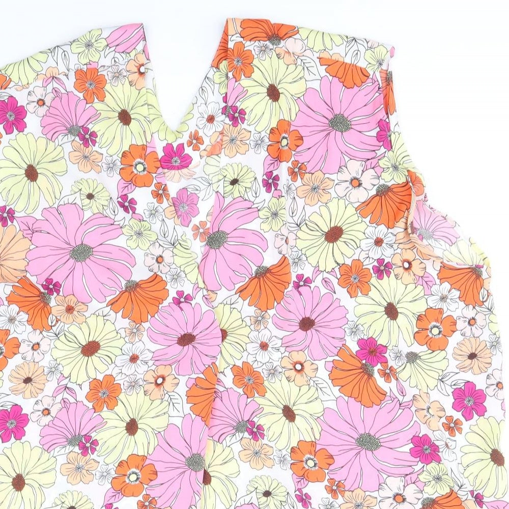 Marks and Spencer Womens Multicoloured Floral Polyester Basic Blouse Size 22 V-Neck