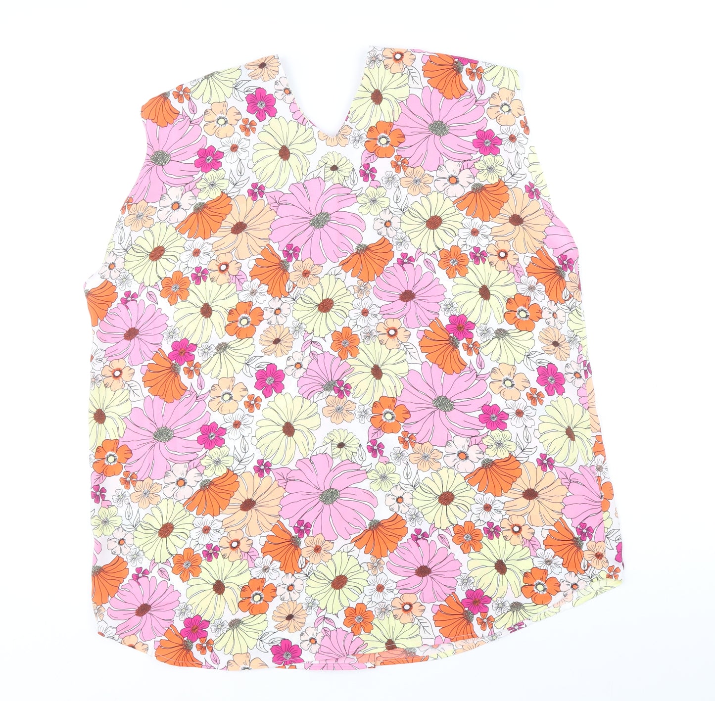 Marks and Spencer Womens Multicoloured Floral Polyester Basic Blouse Size 18 V-Neck