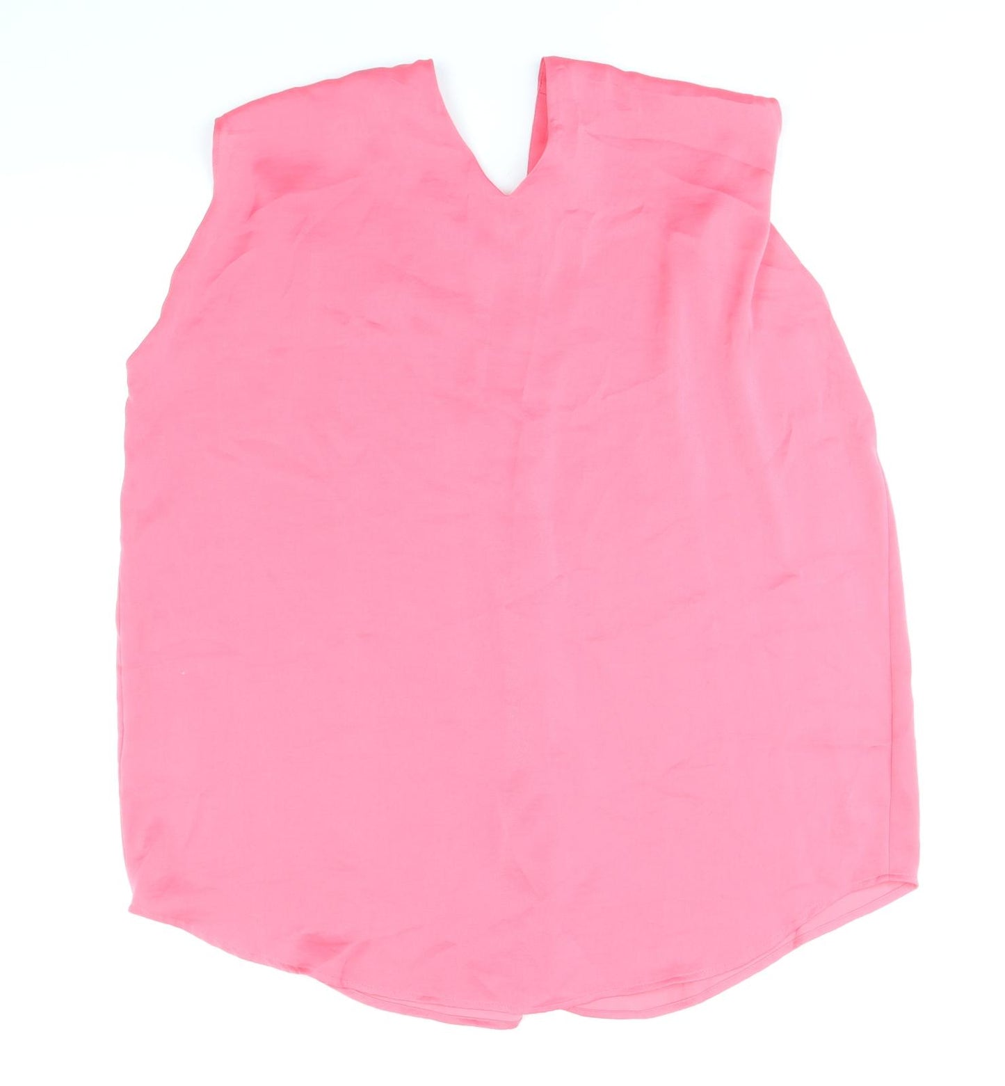 Marks and Spencer Womens Pink Polyester Basic Blouse Size 14 V-Neck