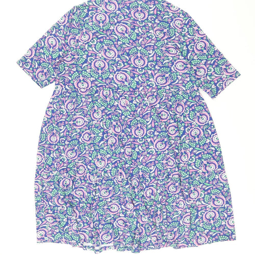 Marks and Spencer Womens Blue Paisley Viscose Shift Size 18 Round Neck Pullover