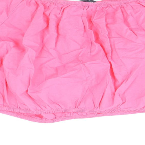 Marks and Spencer Womens Pink 100% Cotton Cropped Blouse Size 18 Off the Shoulder - Bardot