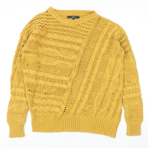 NEXT Womens Yellow Round Neck Cotton Pullover Jumper Size S