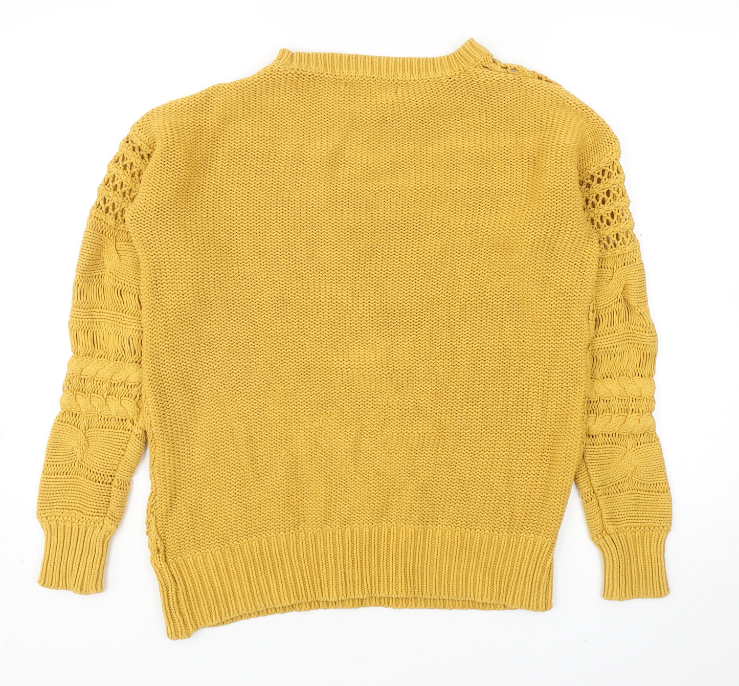 NEXT Womens Yellow Round Neck Cotton Pullover Jumper Size S