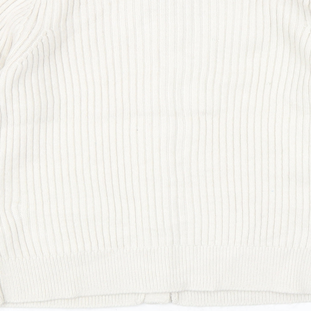 Marks and Spencer Womens Ivory Round Neck Polyester Cardigan Jumper Size M