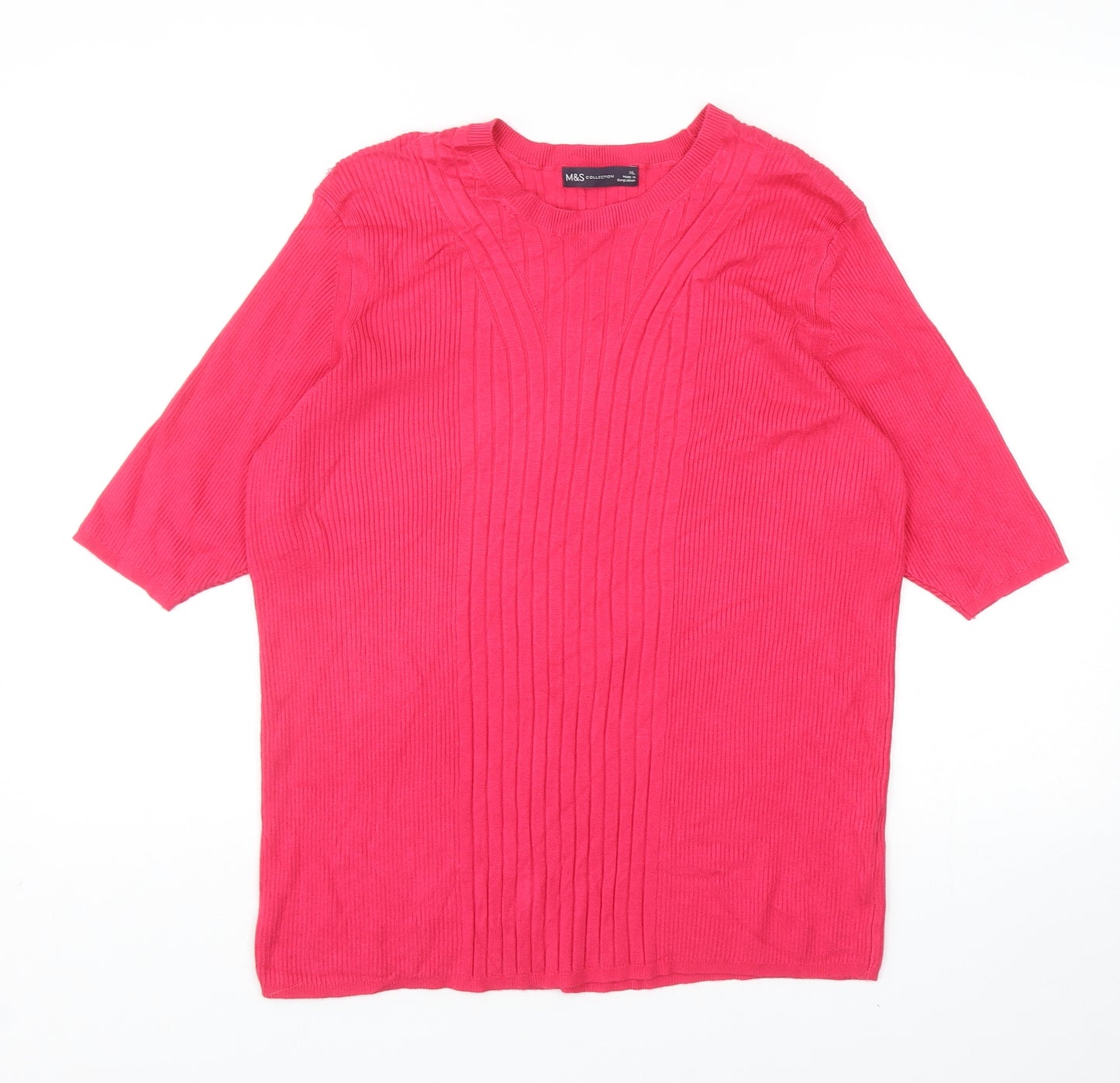 Marks and Spencer Womens Pink Round Neck Acrylic Pullover Jumper Size XL