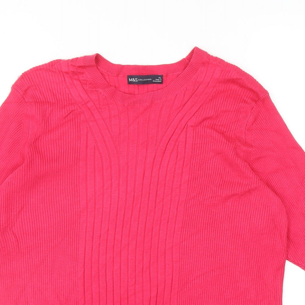 Marks and Spencer Womens Pink Round Neck Acrylic Pullover Jumper Size XL