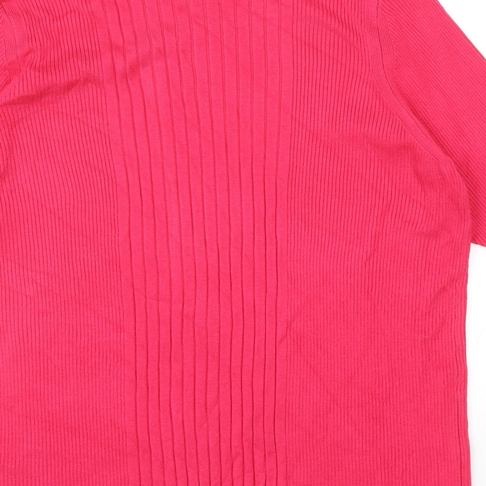 Marks and Spencer Womens Pink Round Neck Acrylic Pullover Jumper Size XL