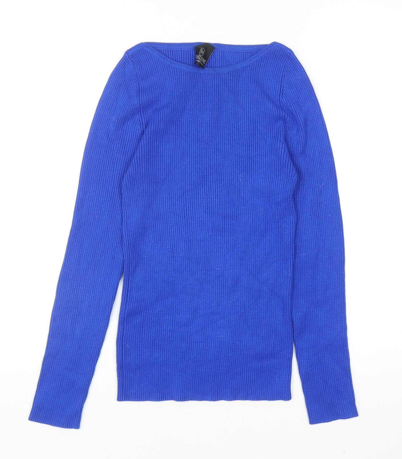 Madeleine Womens Blue Viscose Basic T-Shirt Size 10 Boat Neck - Ribbed