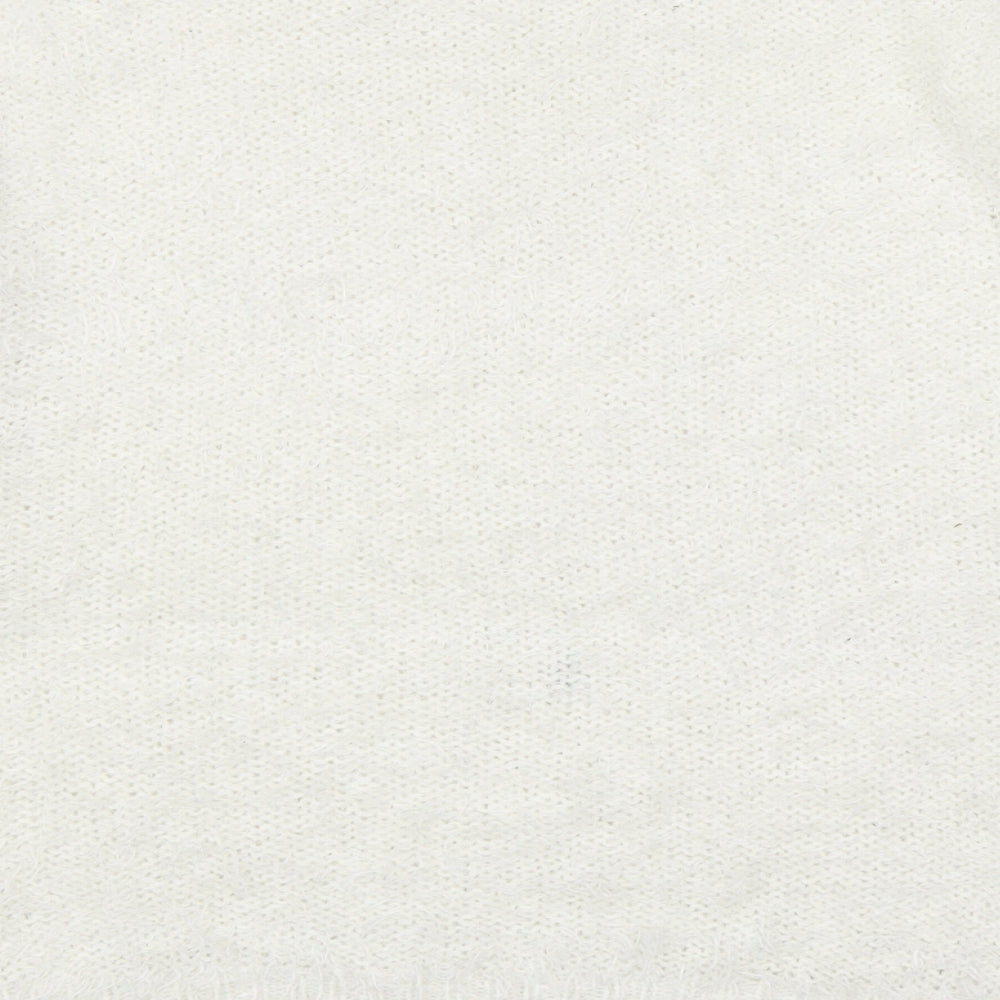 F&F Womens Ivory Round Neck Polyester Pullover Jumper Size 12 - Heart Detail