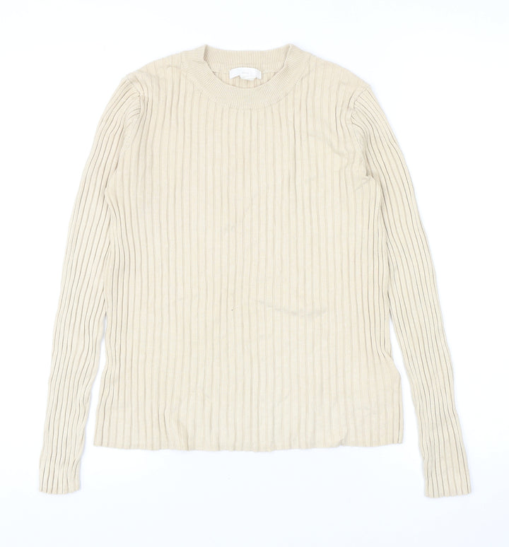 H&M Womens Beige Roll Neck Acrylic Pullover Jumper Size M
