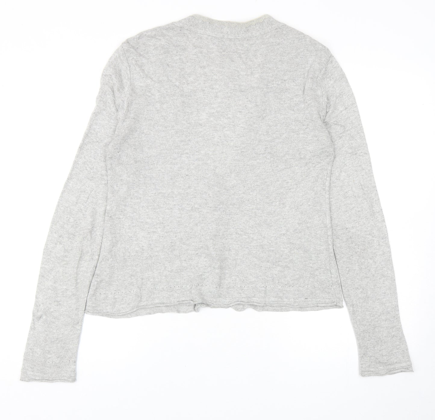 Ypsilon Womens Grey V-Neck Viscose Cardigan Jumper Size L