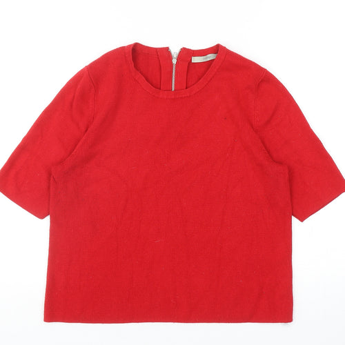 George Womens Red Round Neck Polyester Pullover Jumper Size 12
