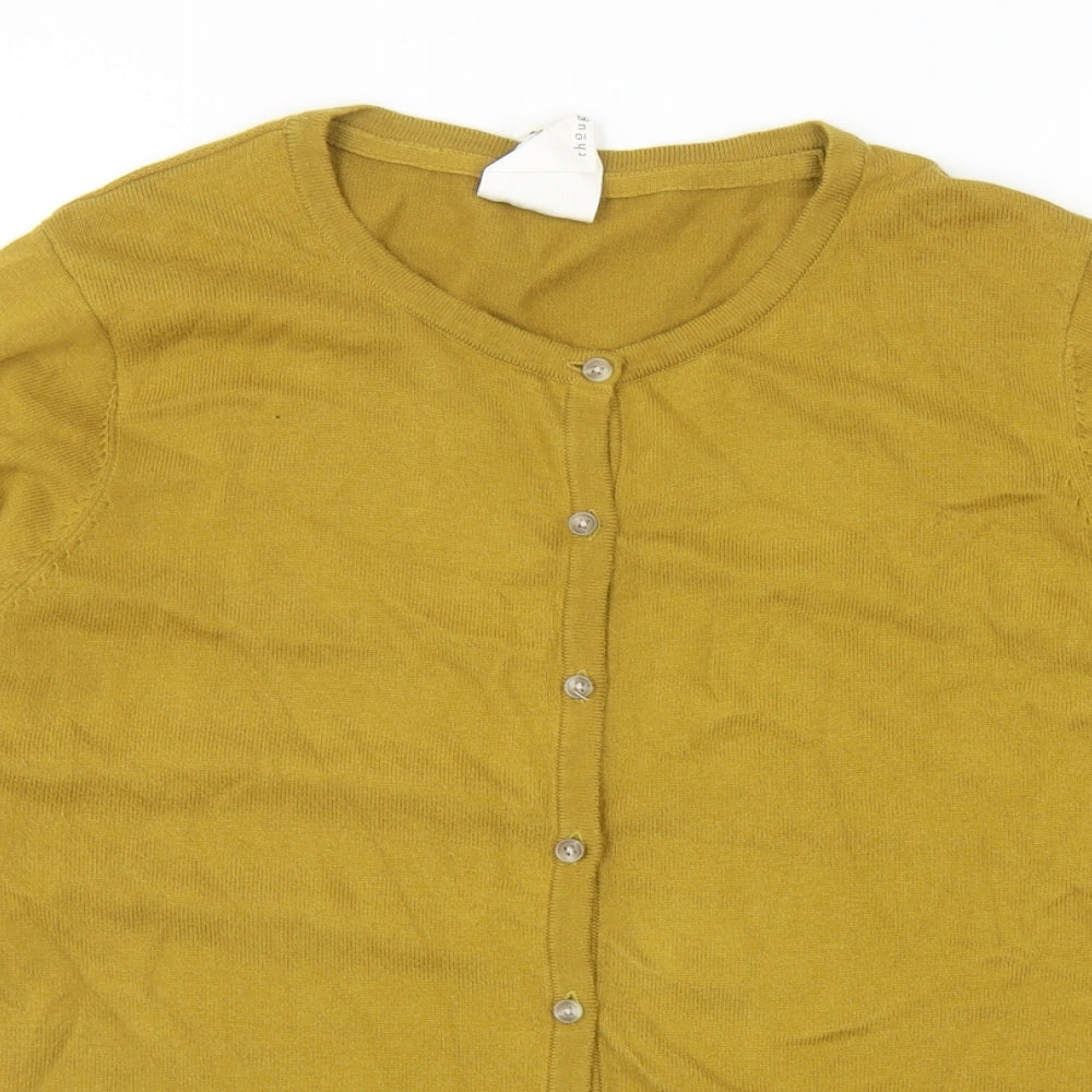 Thought Womens Green Round Neck Cotton Cardigan Jumper Size 12