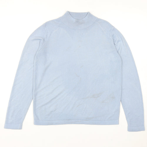 Marks and Spencer Womens Blue Mock Neck Acrylic Pullover Jumper Size 14