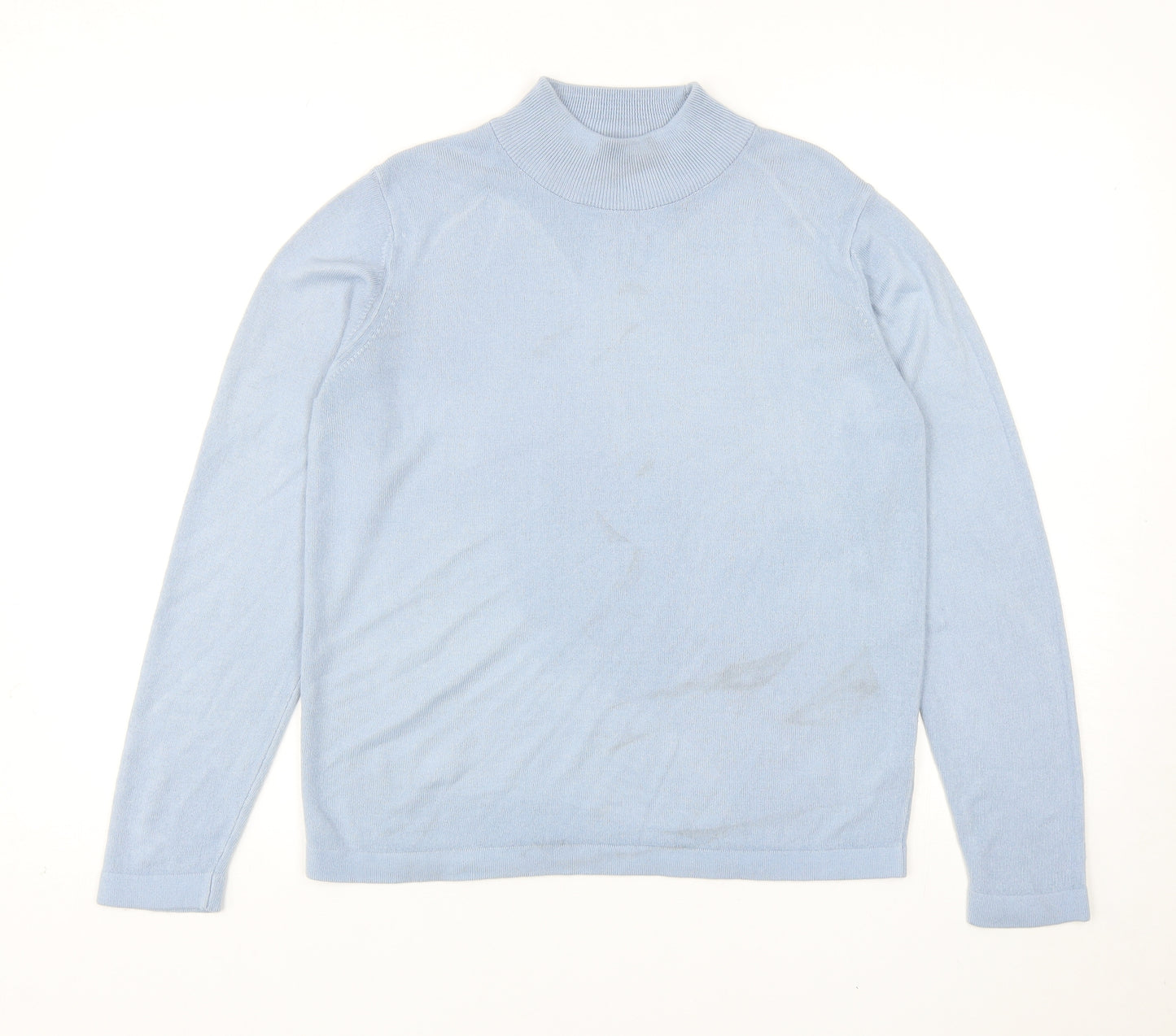 Marks and Spencer Womens Blue Mock Neck Acrylic Pullover Jumper Size 14