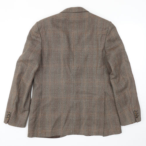 Burton Mens Brown Plaid Polyester Jacket Blazer Size 38