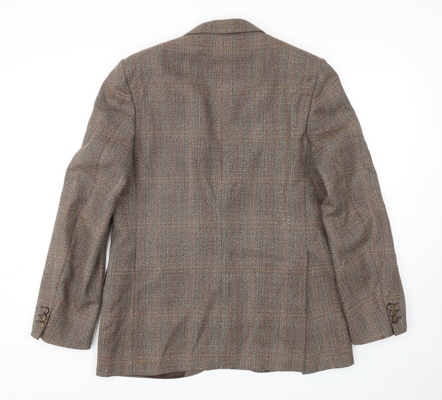 Burton Mens Brown Plaid Polyester Jacket Blazer Size 38