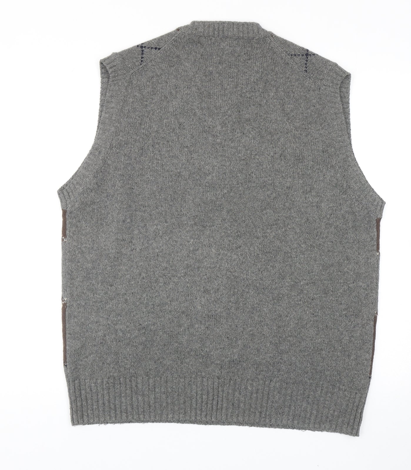 Blue Harbour Mens Grey V-Neck Argyle/Diamond Wool Vest Jumper Size M
