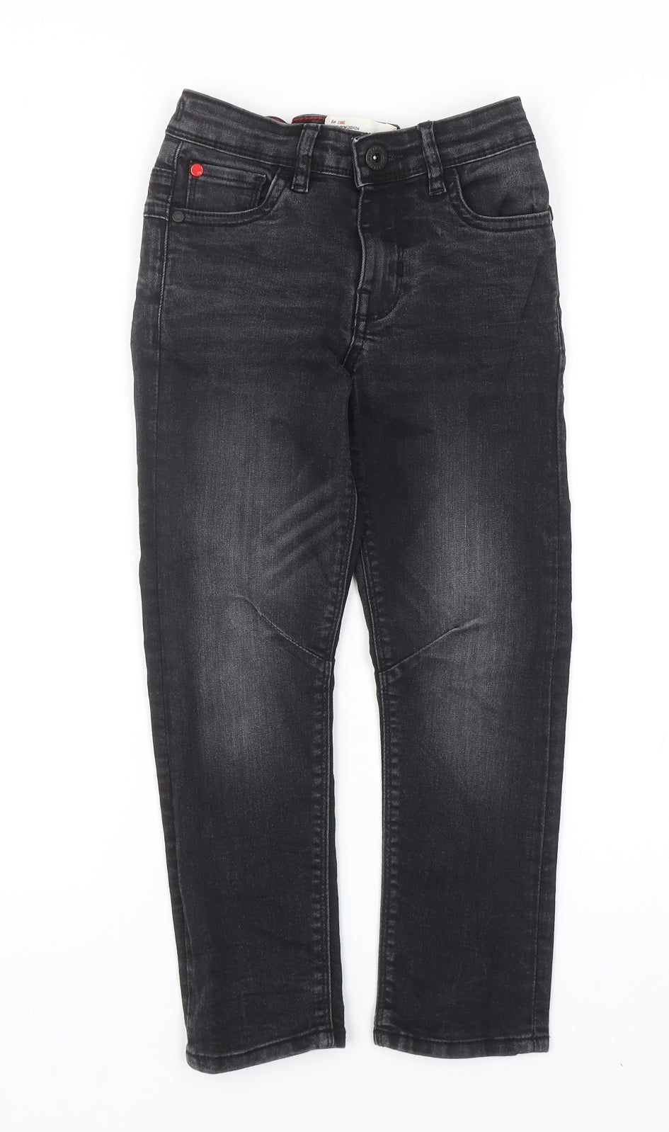 Matalan Boys Grey Cotton Straight Jeans Size 7 Years Regular Zip