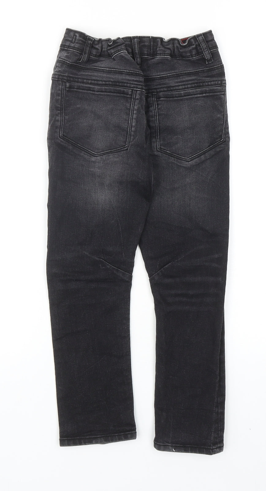 Matalan Boys Grey Cotton Straight Jeans Size 7 Years Regular Zip