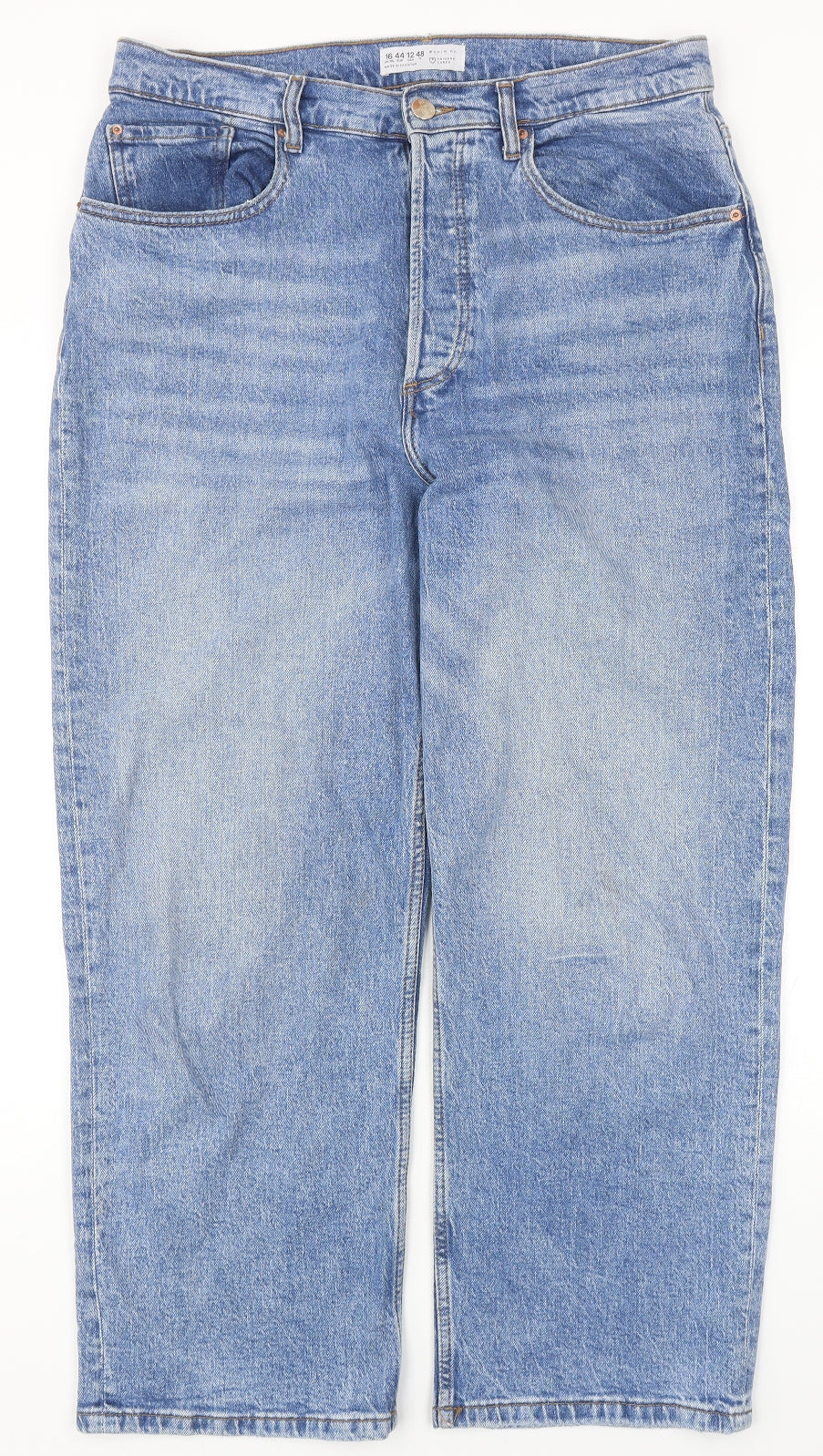 Denim & Co. Womens Blue Cotton Straight Jeans Size 16 Regular Zip