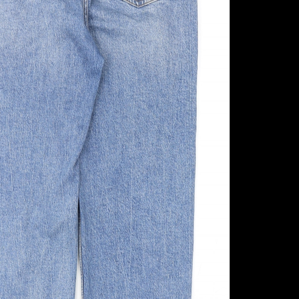 Denim & Co. Womens Blue Cotton Straight Jeans Size 16 Regular Zip