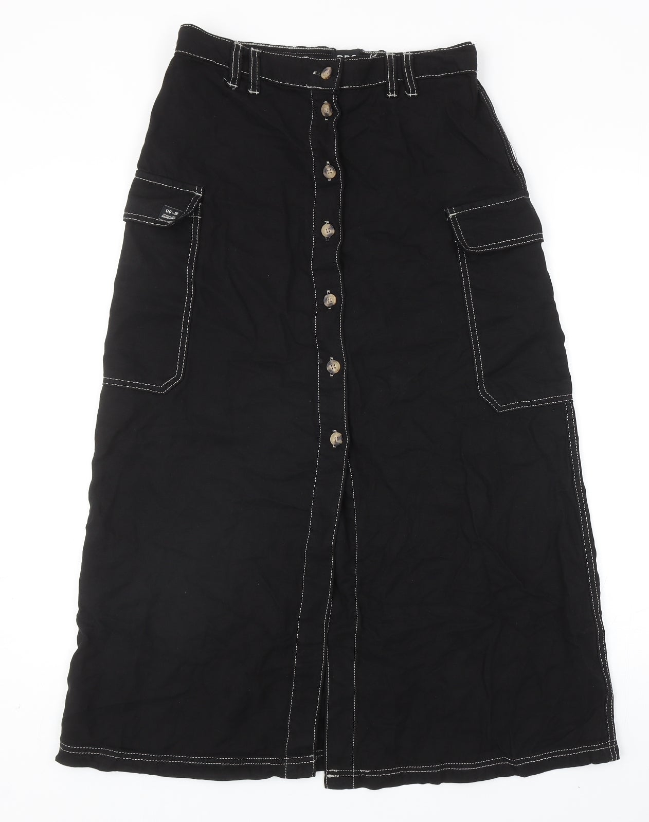 Urban Outfitters Womens Black Lyocell Cargo Skirt Size M Button