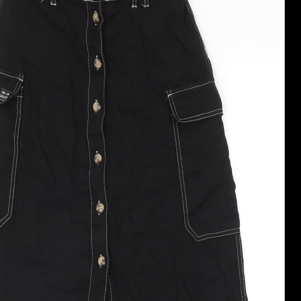 Urban Outfitters Womens Black Lyocell Cargo Skirt Size M Button