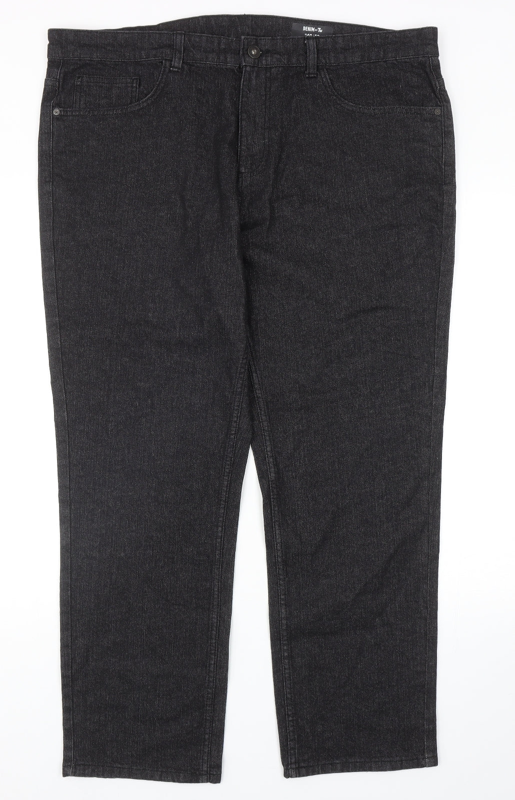 TU Mens Black Cotton Straight Jeans Size 40 in L30 in Regular Zip
