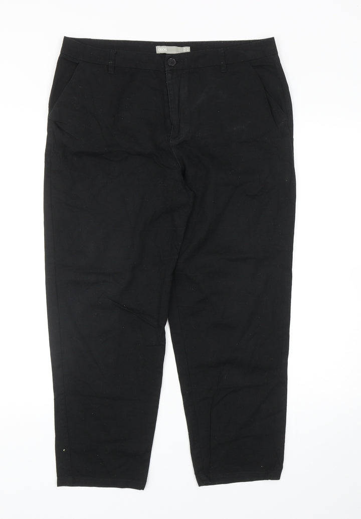 ASOS Womens Black Cotton Straight Jeans Size 12 Regular Zip