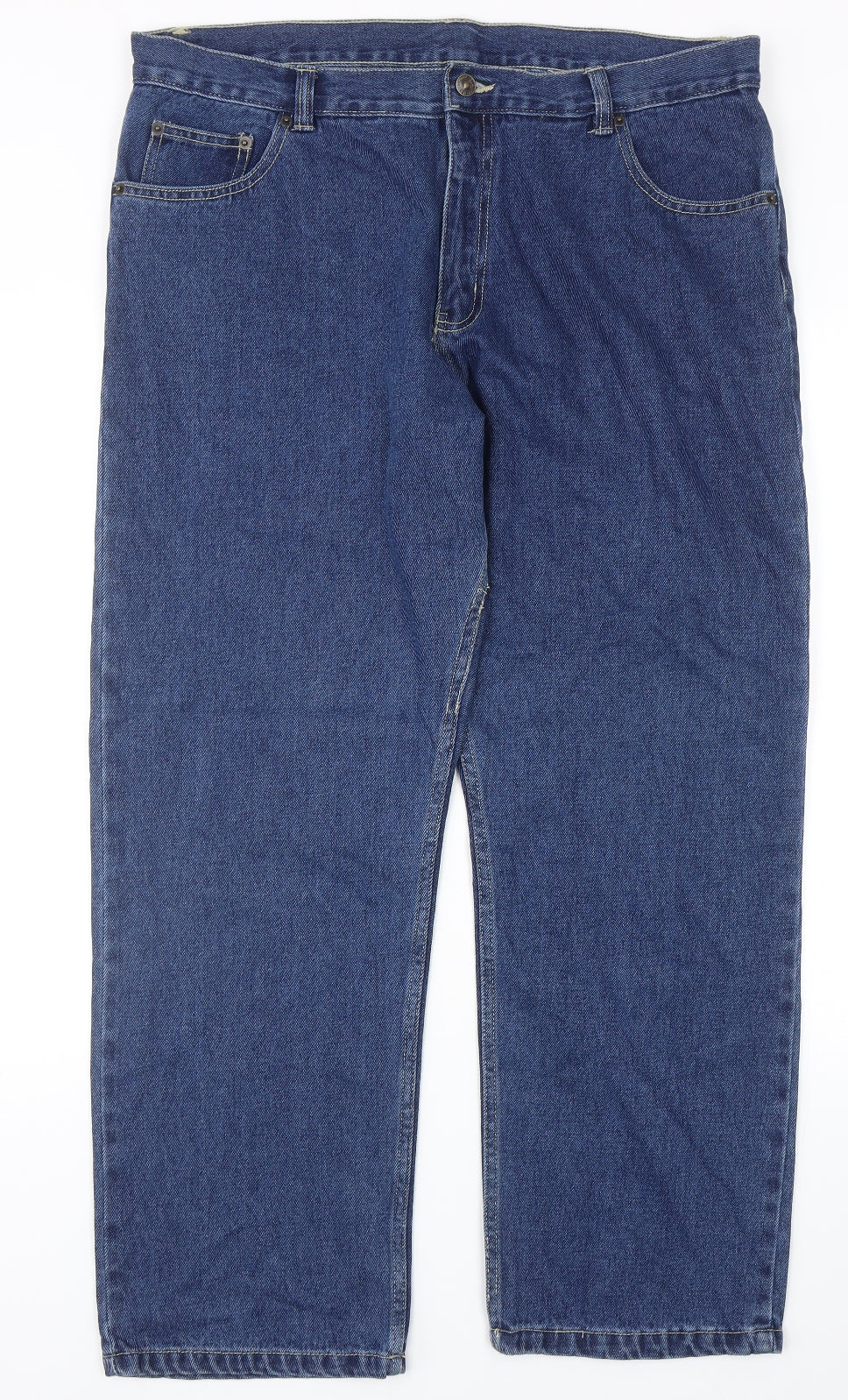 F&F Mens Blue Cotton Straight Jeans Size 38 in L30 in Regular Zip
