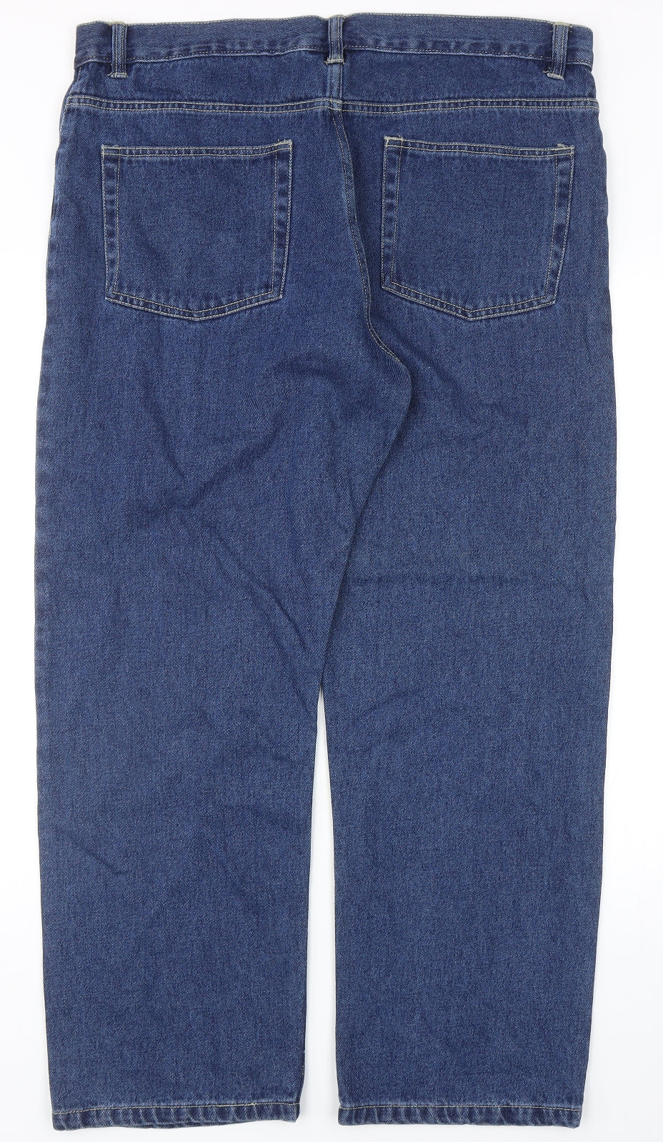 F&F Mens Blue Cotton Straight Jeans Size 38 in L30 in Regular Zip