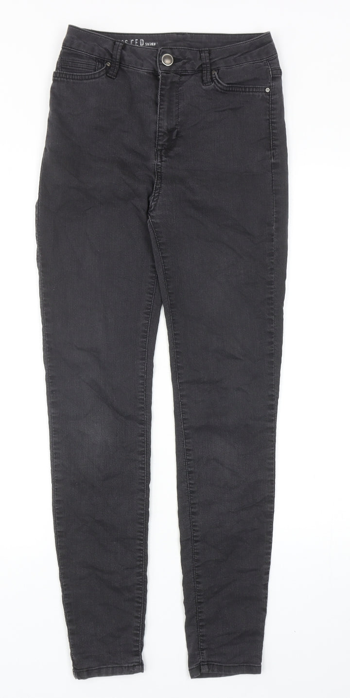 Marks and Spencer Womens Grey Cotton Skinny Jeans Size 8 Regular Zip