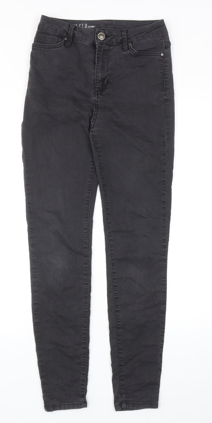 Marks and Spencer Womens Grey Cotton Skinny Jeans Size 8 Regular Zip