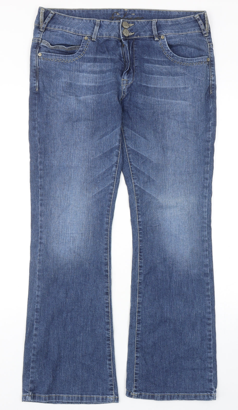 Matalan Womens Blue Cotton Straight Jeans Size 16 Regular Zip