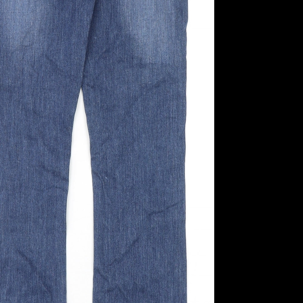 Matalan Womens Blue Cotton Straight Jeans Size 16 Regular Zip