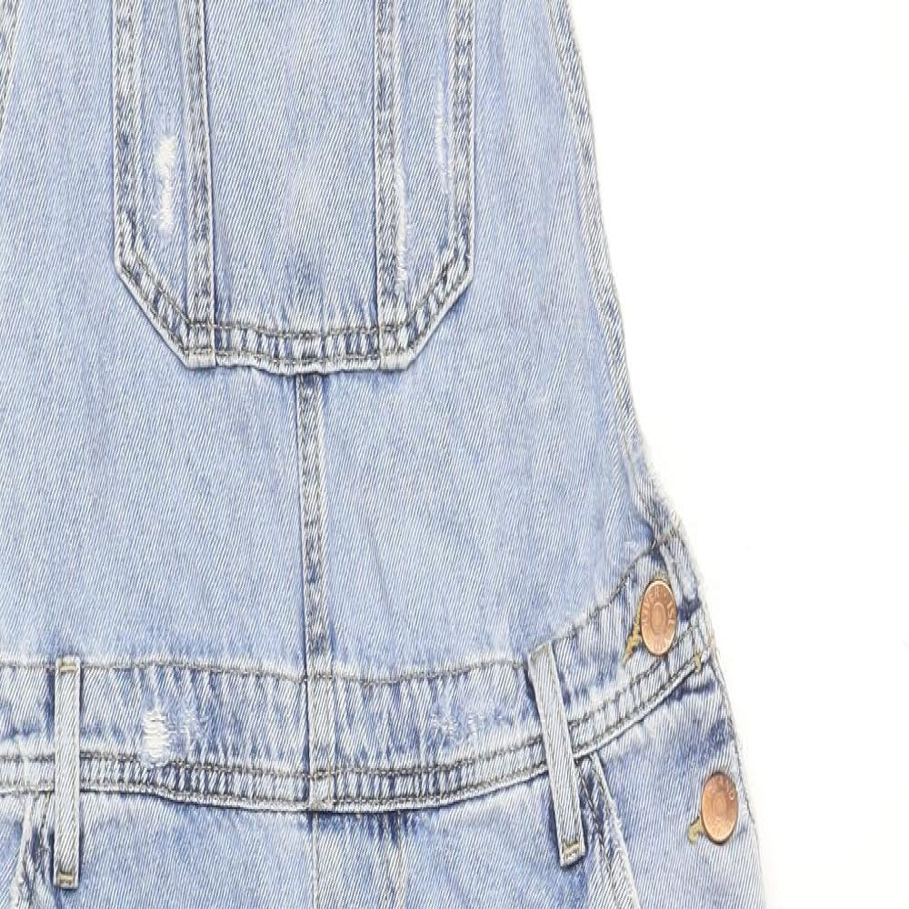 River Island Womens Blue Cotton Dungaree One-Piece Size 10 Buckle
