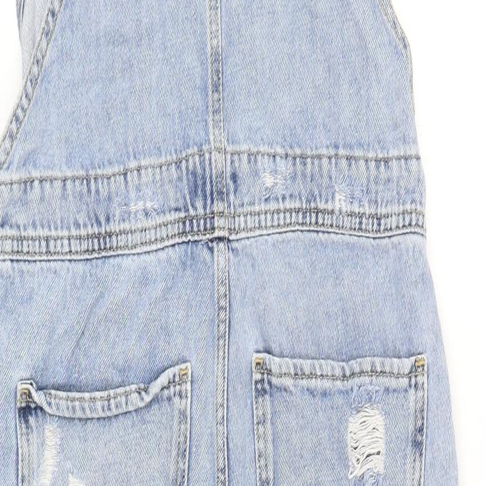 River Island Womens Blue Cotton Dungaree One-Piece Size 10 Buckle