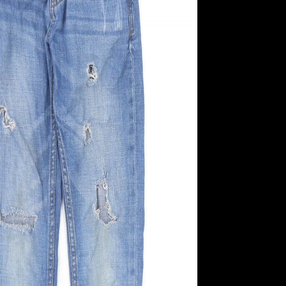 NEXT Boys Blue Cotton Skinny Jeans Size 8 Years Regular Zip - Distressed