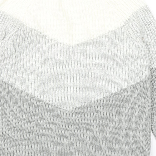 M&Co Womens Grey Round Neck Geometric Acrylic Pullover Jumper Size 12