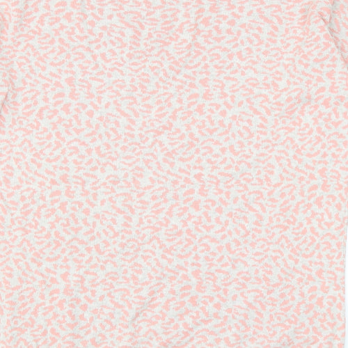 Oasis Womens Pink Round Neck Animal Print Cotton Pullover Jumper Size S