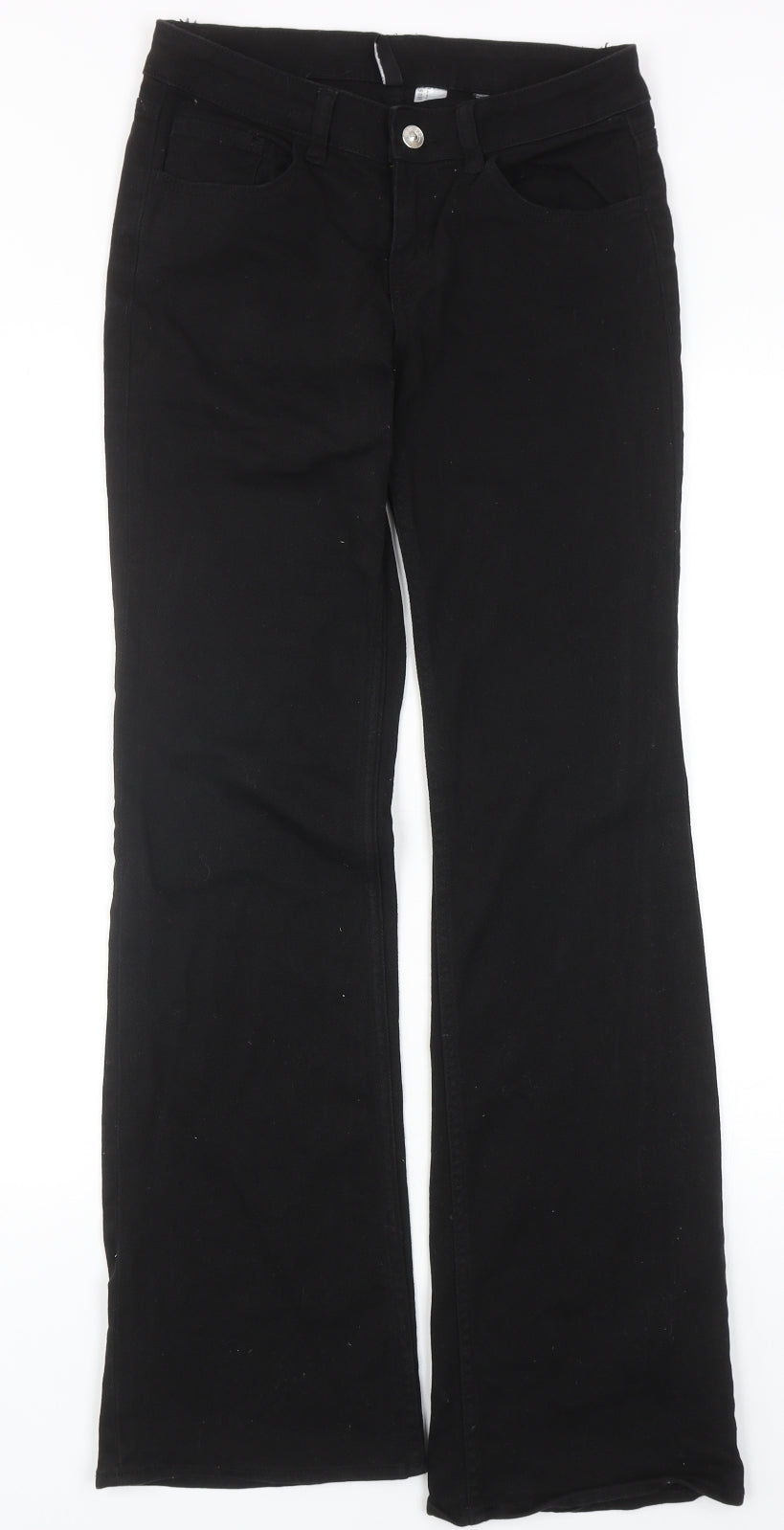 H&M Womens Black Cotton Straight Jeans Size 6 Regular Zip