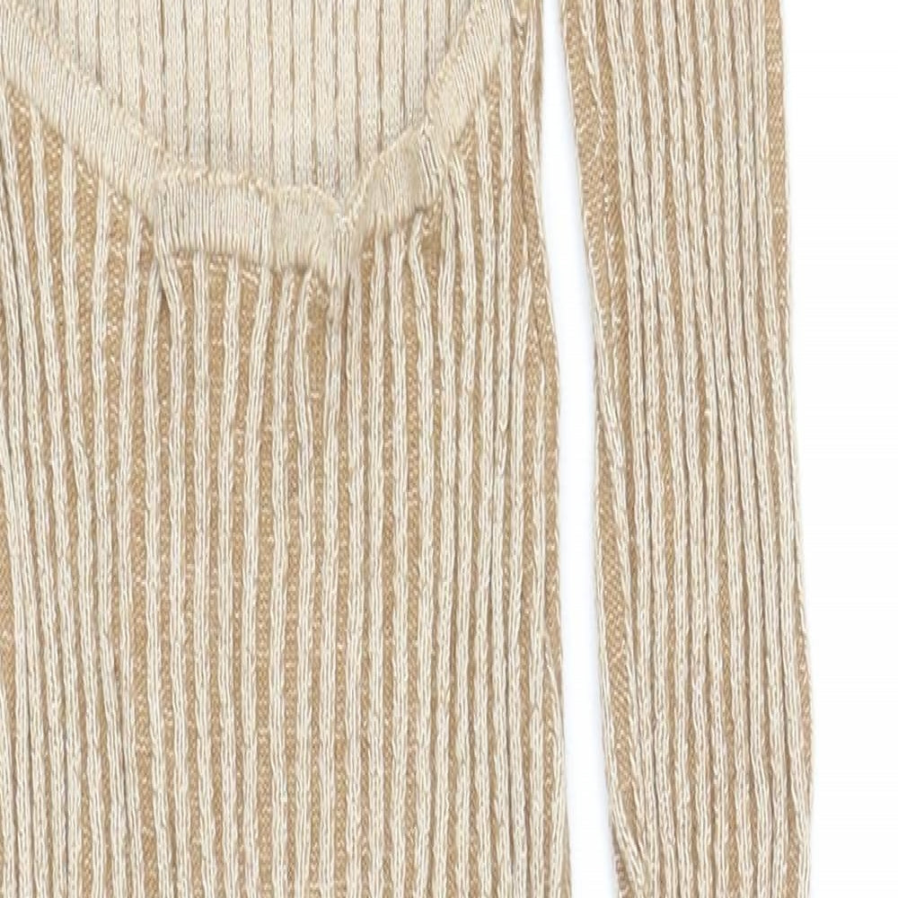 I SAW IT FIRST Womens Beige Viscose Jumper Dress Size 10 V-Neck Pullover