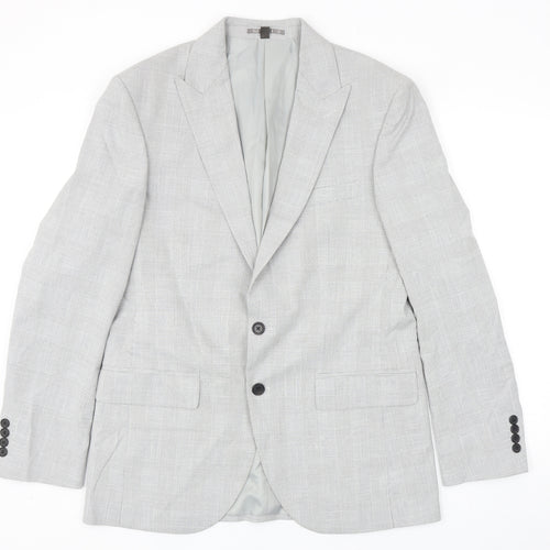 Marks and Spencer Mens Grey Plaid Polyester Jacket Blazer Size 40