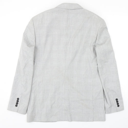 Marks and Spencer Mens Grey Plaid Polyester Jacket Blazer Size 40