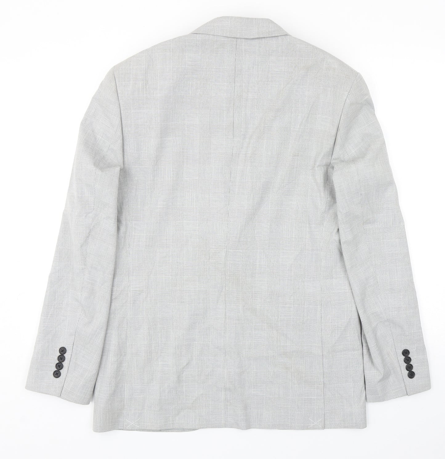 Marks and Spencer Mens Grey Plaid Polyester Jacket Blazer Size 40