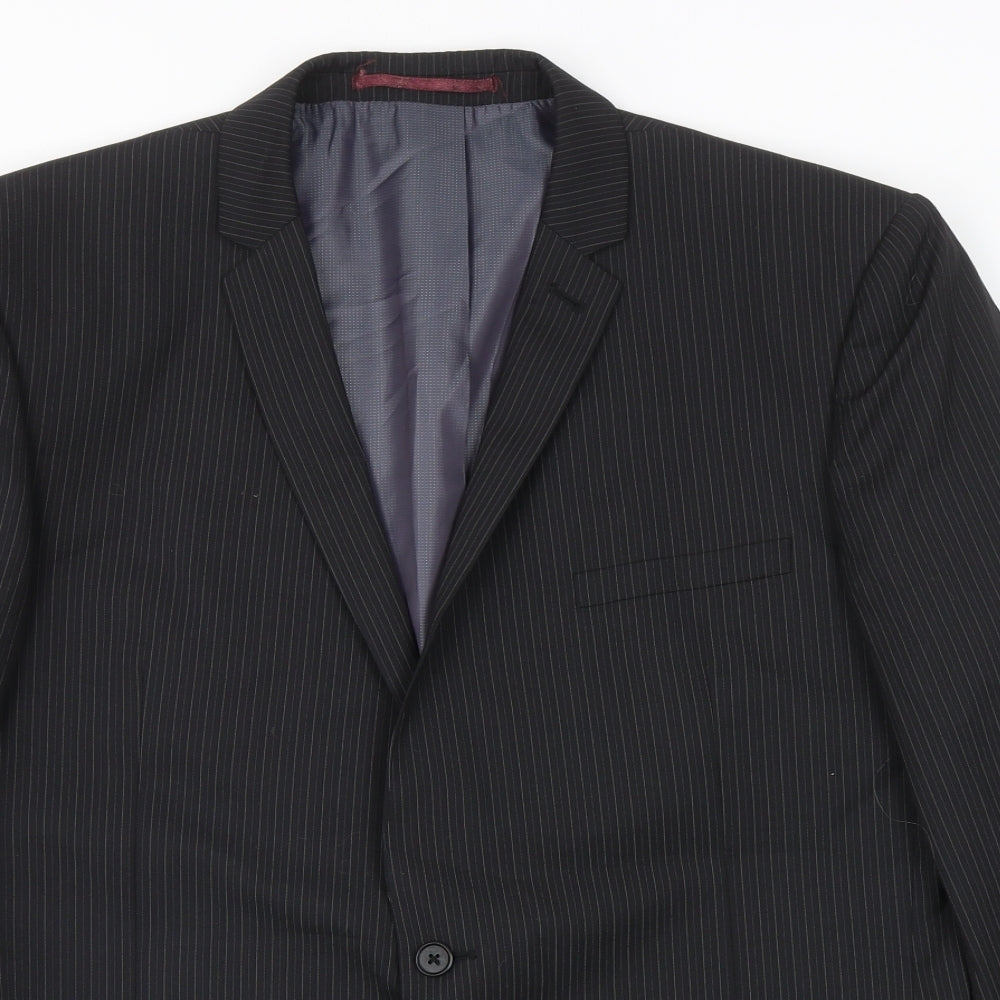 NEXT Mens Black Striped Wool Jacket Blazer Size 42